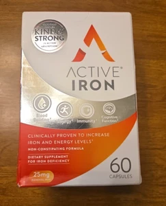 Active Iron Supplement, 25mg (60 Capsules) Non-Constipating and Gentle for Women - Picture 1 of 3