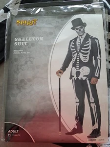 Skelett Anzug Kostüm für Herren Erwachsene, Größe XL mit zusätzlichem weißem Hemd 💀 - Bild 1 von 6