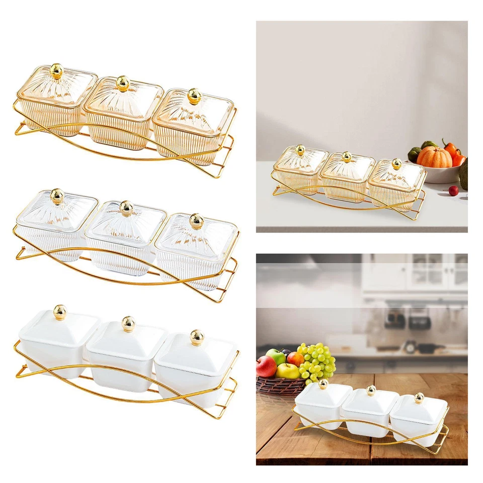 Nordic Serving Platter with Lid 3 Snack Serving Bowls for Party Home - Image 1 of 1