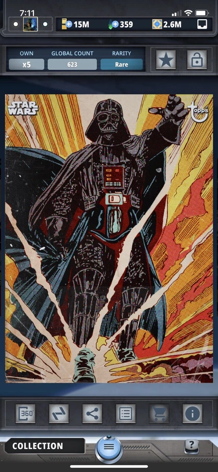 Topps Star Wars Digital Card Trader Retro Print 3 Darth Vader Insert Award - Image 1 of 1
