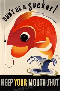 1940s Don't Be a Sucker! Vintage Style WW2 Homefront Poster - 20x30 - Picture 1 of 3
