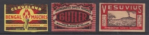 Safety Matches Matchbox Label - Cleveland Bengal, Butler, Vesuvius - Picture 1 of 1