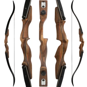 60" ILF Recurve Bow Archery 30-60lbs American Bow Target Hunting Wood 17" Riser - Picture 1 of 30