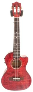 Lanikai QM-RDCET Red Quilted Maple Cutaway Acoustic Electric Tenor Ukulele - Picture 1 of 6
