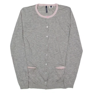 WOOLRICH Cardigan Grey Tight Knit Wool Womens S - Picture 1 of 6