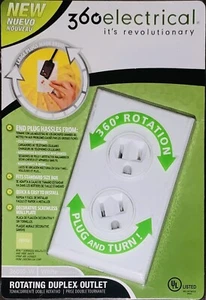 360 Electrical Rotating Dual Duplex Outlet White 360 Degree Rotation NEW - Picture 1 of 2