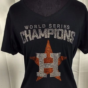 Women's Houston Astros Rhinestone baseball V-neck World Series Champs - Picture 1 of 3