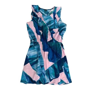 City Streets Women's Topical Resort Palm Print Dress 100% Cotton Size XL - Picture 1 of 9