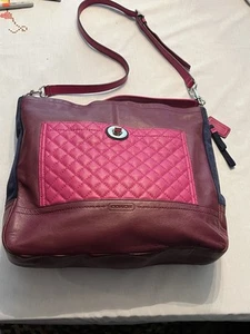 COACH PARK Large colorblock Quilted Leather Crossbody Shoulder Tote Bag - Picture 1 of 6