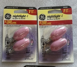 GE 4W C7 Soft Pink Nightlight / Christmas Bulbs * 2-Packs * 4-Bulbs # 26222 *NEW - Picture 1 of 3