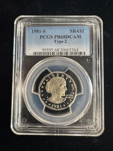 1981-S Type 2 Proof Susan B. Anthony Dollar PCGS PR68DCAM. - Bild 1 von 2