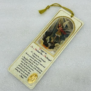 Prayer to St. Michael the Archangel Laminated 7" Bookmark w/ Gold Gilt • VG‼ - Picture 1 of 4