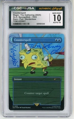 CGC GEM MINT 10 Auto 10 Tom Kenny Counterspell SDL Spongebob R 1933 Foil - Image 1 of 2