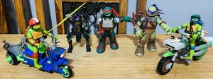 TMNT Teenage Mutant Ninja Turtles Bundle: 5 Figures, 2 Bikes. Superb Cond. Xmas - Picture 1 of 24