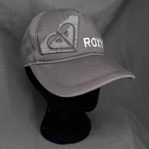Y2K 2005 Roxy grau kariert Logo Druckknopflasche Mütze 100 % Baumwolle verstellbar Surf Skate - Bild 1 von 7