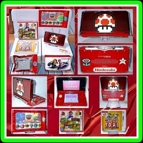 🔥🔴🔥 Nintendo 3DS FLAME RED Console Bundle Mario 3D Land + Captain Toad + Case