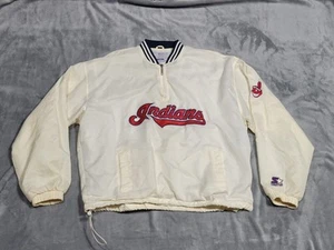 Vintage 90s Starter Cleveland Indians 1/4 Zip Pullover Windbreaker Jacket Sz Med - Picture 1 of 7