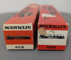 Märklin 4516 - 2 x Rungenwagen 4achsig Blech mit OVP Vintage - Bild 1 von 18