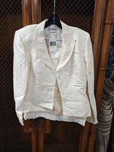 Vintage Neiman Marcus Kay Unger New York Linen And Silk Ivory Suit Set Size 10 - Picture 1 of 5