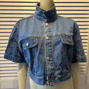 SHEIN Damenjeansjacke blau Denim Kurzarm Übergröße 14 - Bild 1 von 13