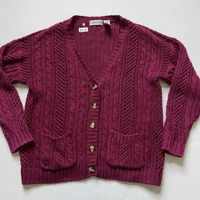 Cárdigan suéter de colección Cabin Creek para mujer L rosa tejido con cable pescadores grueso abierto Foto 1 de 4
