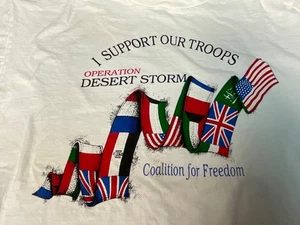 Rare Vintage 1990s Operation Desert Storm T-Shirt-Size XL Ribbon of World Flags - Picture 1 of 6
