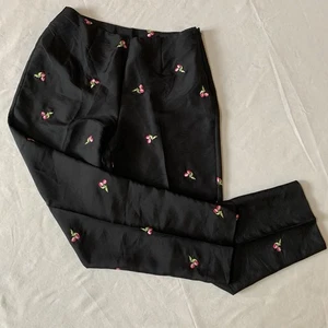 NOUVEAUX PETITE Gr. 8 Vintage Wmn Hose 100% Seide hoher Bund bestickt Kirsche - Bild 1 von 12
