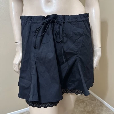 Falda corta atada de encaje forrada de verano informal de algodón negra para mujer talla L Foto 1 de 4