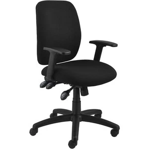 Multifunction Fabric Task Chair Black Adjustable Arms Mid Back - Picture 1 of 1
