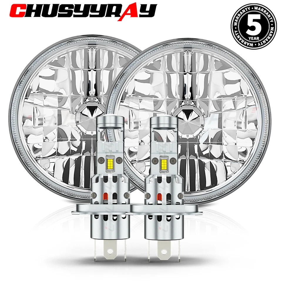 FIT Mercedes Benz 240D 300D 220D 300TD 280 7Inch Round LED Headlights Hi/Lo H4 - Image 1 of 4