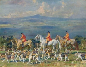 Sir Alfred James Munnings The Bramham Moor Hounds At Weeton Whin Canvas Print - Picture 1 of 4