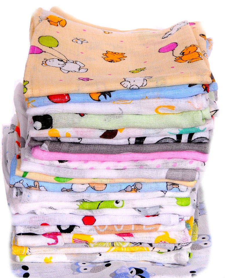 LA BORTINI Mullwindeln Stoffwindeln Spucktücher Baumwollwindeln 68x80 Babytücher Spucktuch
