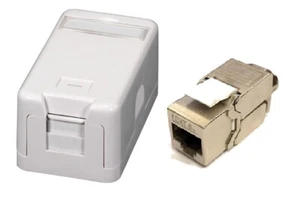 Netzwerkdose Aufputz Cat.6A 1-fach weiß AP inkl 1x K&S RJ45 Modul werkzeuglos - Bild 1 von 6
