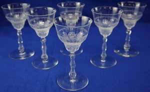 Antike Nadel geätzt (6) Schnaps Cocktail Gläser, 4 3/4" (S51) - Bild 1 von 13