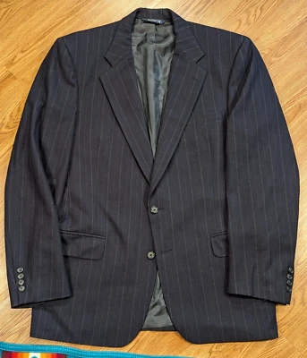 Jaqueta casaco BURBERRY vintage anos 90 azul marinho listrado blazer 42L - Imagem 1 de 4