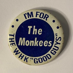 Vintage Cleveland 1960er I'm For The Monkees WHK Good Guys 2" Metall Knopf Abzeichen - Bild 1 von 2