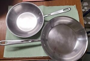 EMERIL by All Clad Stainless steel/Copper Bottom 10" ,8" Chefs Skillet,  SHINY