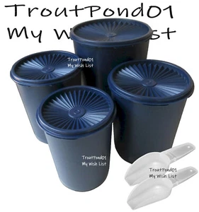 Tupperware Servalier Botes Juego 4 Cucharadas Sellos Azul Índigo ÚLTIMO JUEGO - Imagen 1 de 3