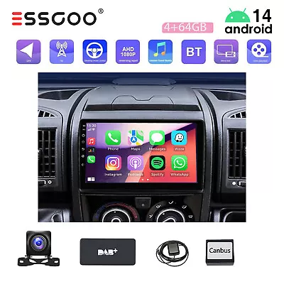 ESSGOO Radio de coche Apple CarPlay para Fiat Ducato 2006-2022 Kam DAB+ 4+64GB Android 14 GPS