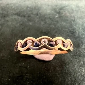 Channel set Sapphire & Diamond 9ct Yellow Gold Half Eternity ring size O - Picture 1 of 12