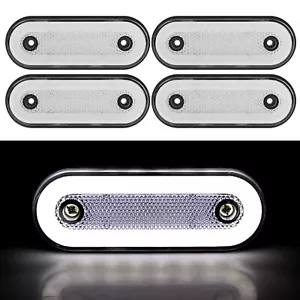 4x Oval Side Marker Light 20-LED Lamp Trailer Truck Lorry White Backup Indicator - Picture 1 of 6