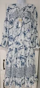 Vestido midi boho con capas floral de cachemira azul blanco de Joe Browns para mujer 10 nuevo. - Imagen 1 de 15