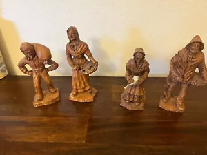 Lot of 4 Vintage SIC Decore Main France Handmade Carved Resin People Figurines - Picture 1 of 12