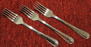 JUEGO DE 3 HORQUILLAS DE CENA GRANDES DE ACERO INOXIDABLE VINTAGE 8" CON MANGO SÓLIDO CHINA - Imagen 1 de 4