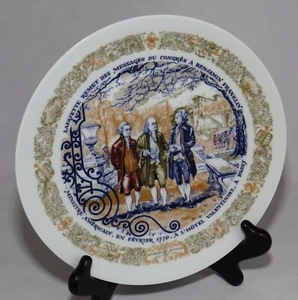 Lafayette Remits Messages to Benjamin Franklin Plate V Limoges France Ships Free - Picture 1 of 5