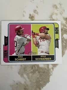 Mike Schmidt Kyle Schwarber 2023 Topps Heritage Then and Now NL HR Leaders TAN-1 - Picture 1 of 2