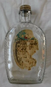 Vintage Embossed Log Cabin Syrup Drummers Clear Glass Bottle 1976 - Picture 1 of 11