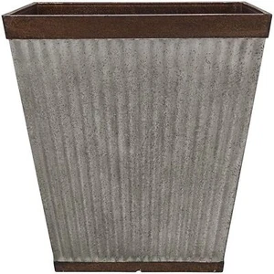 Southern Patio Westlake Pleated Square Planter w/ Galvanized Finish, Silver, 16" - Picture 1 of 4
