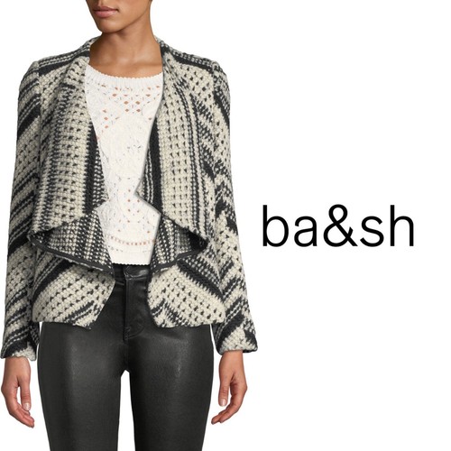CHANEL Blazer BA&SH donna Ilda a righe lavorata a maglia fronte aperto taglia 8