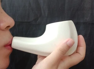 Ceramic Salt Inhaler Pipe with Pink Himalayan Salt, Refillable, Refill inclusive - Picture 1 of 5